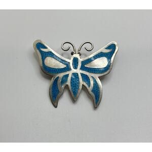 Vintage Signed Jeronimo Fuentes Enamel Sterling Silver 925 BUTTERFLY Brooch Pin